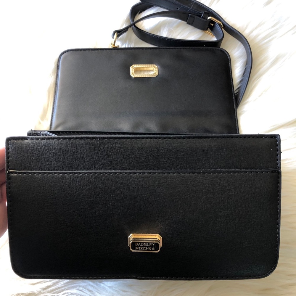 Badgley Mischka Black Studded Vegan Lthr Purse - Picture 10 of 12